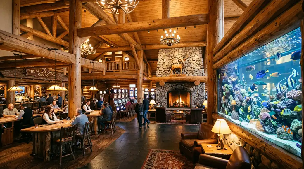 Silverton Casino Lodge Adirondack Interior and 117,000 Gallon Tropical Saltwater Aquarium