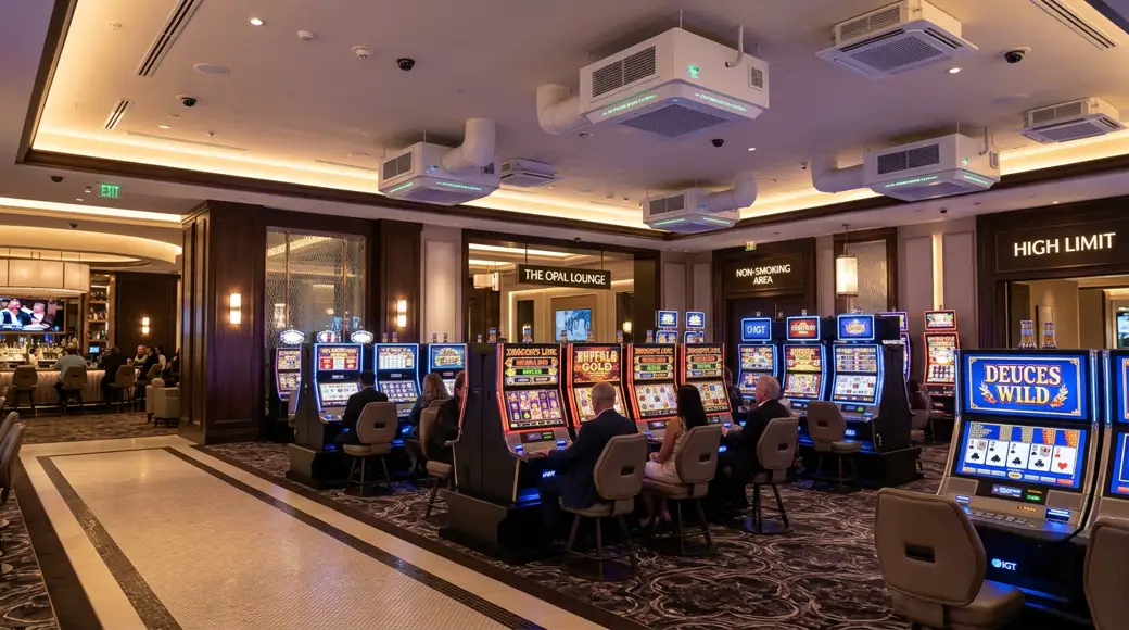 Upscale Non-Smoking Casino Gaming Floor with High-Tech Ceiling Air Filtration Scrubbers
